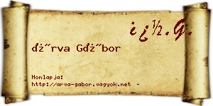 Árva Gábor névjegykártya