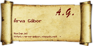 Árva Gábor névjegykártya